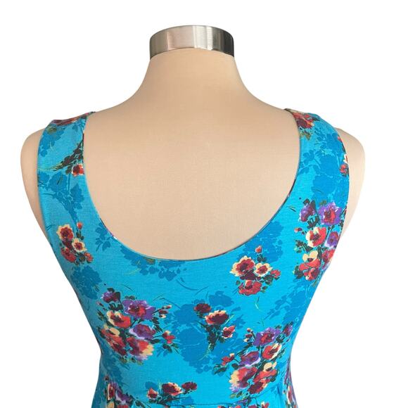 Garnet Hill Starlet Knit Blue Floral Dress Surplice Neck Sleeveless SMALL Summer - Picture 5 of 10